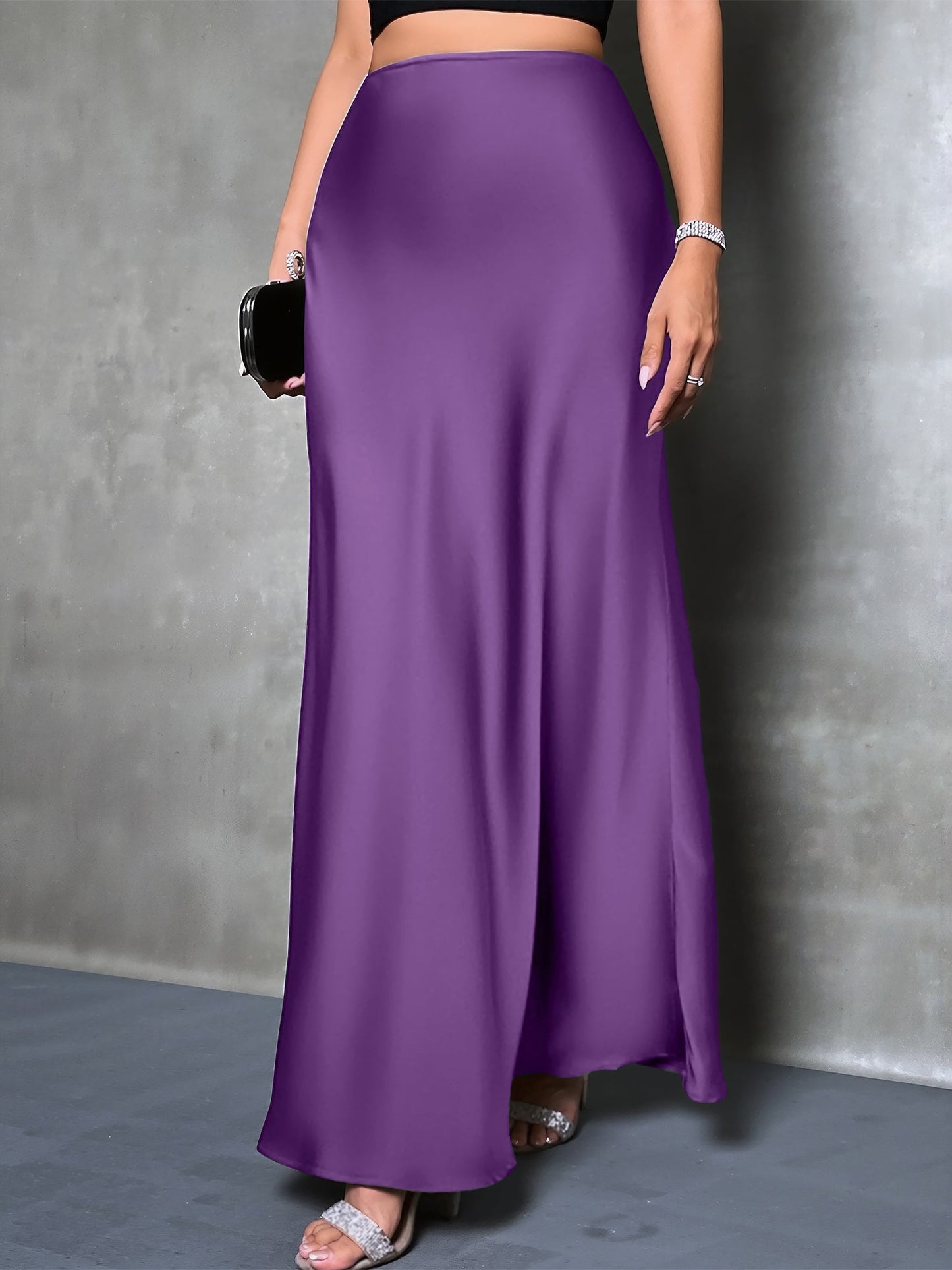 Elegant Maxi Skirts for Women with High-Waisted Flared Fishtail Satin Style