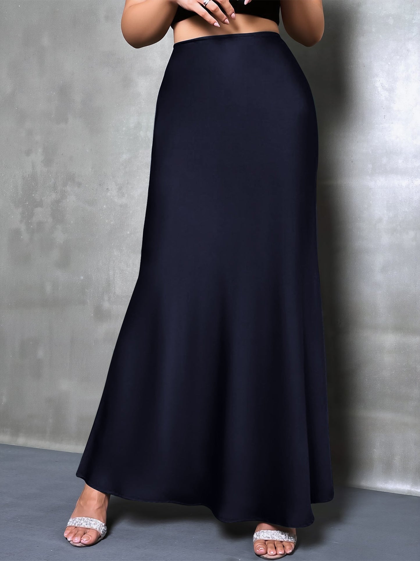 Elegant Maxi Skirts for Women with High-Waisted Flared Fishtail Satin Style