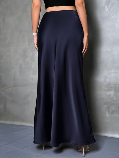 Elegant Maxi Skirts for Women with High-Waisted Flared Fishtail Satin Style