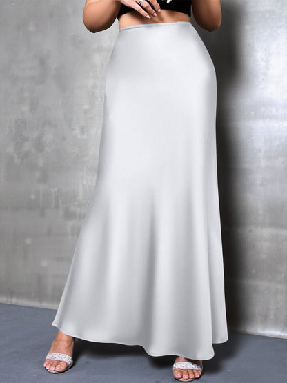 Elegant Maxi Skirts for Women with High-Waisted Flared Fishtail Satin Style
