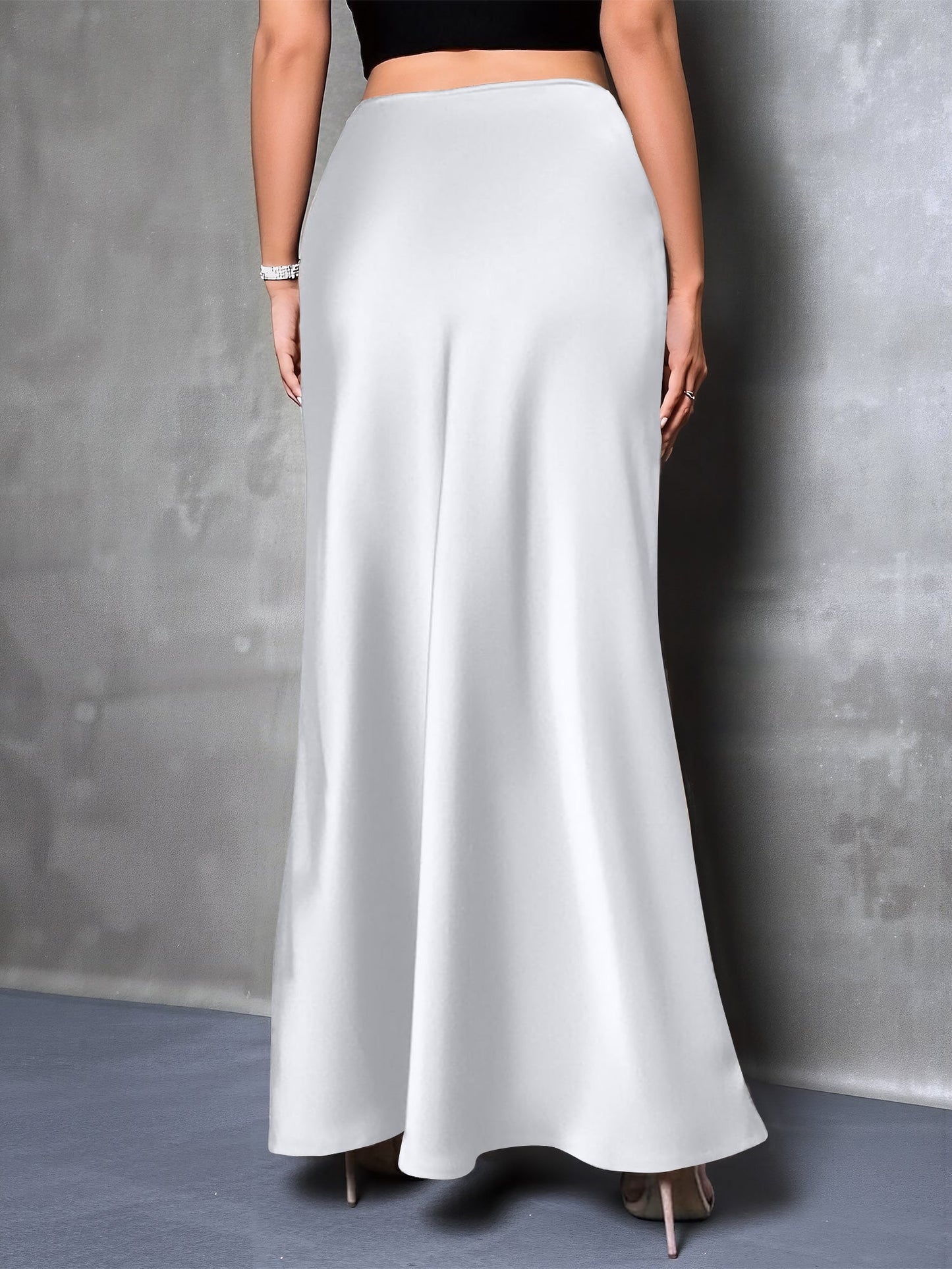 Elegant Maxi Skirts for Women with High-Waisted Flared Fishtail Satin Style