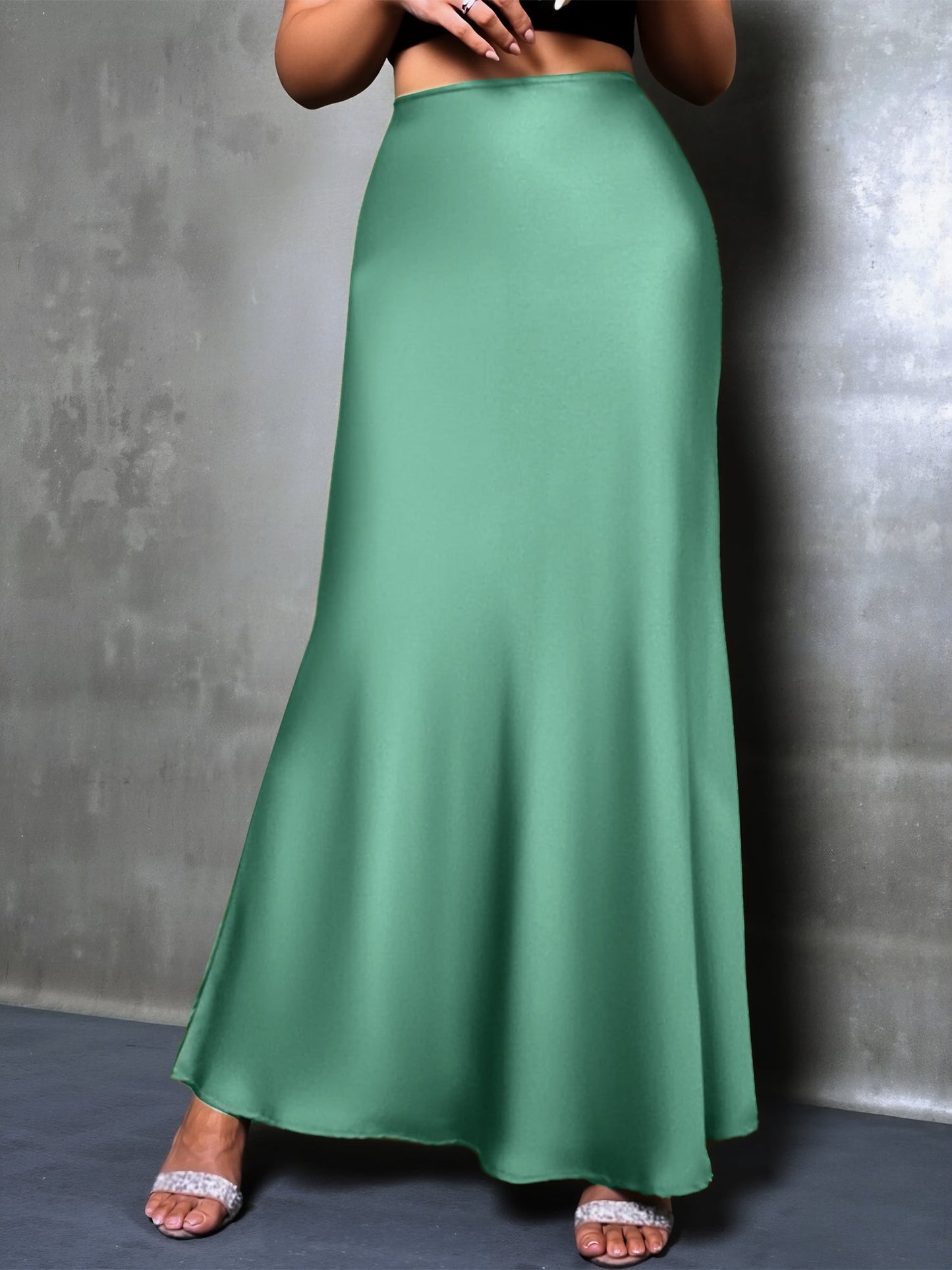 Elegant Maxi Skirts for Women with High-Waisted Flared Fishtail Satin Style