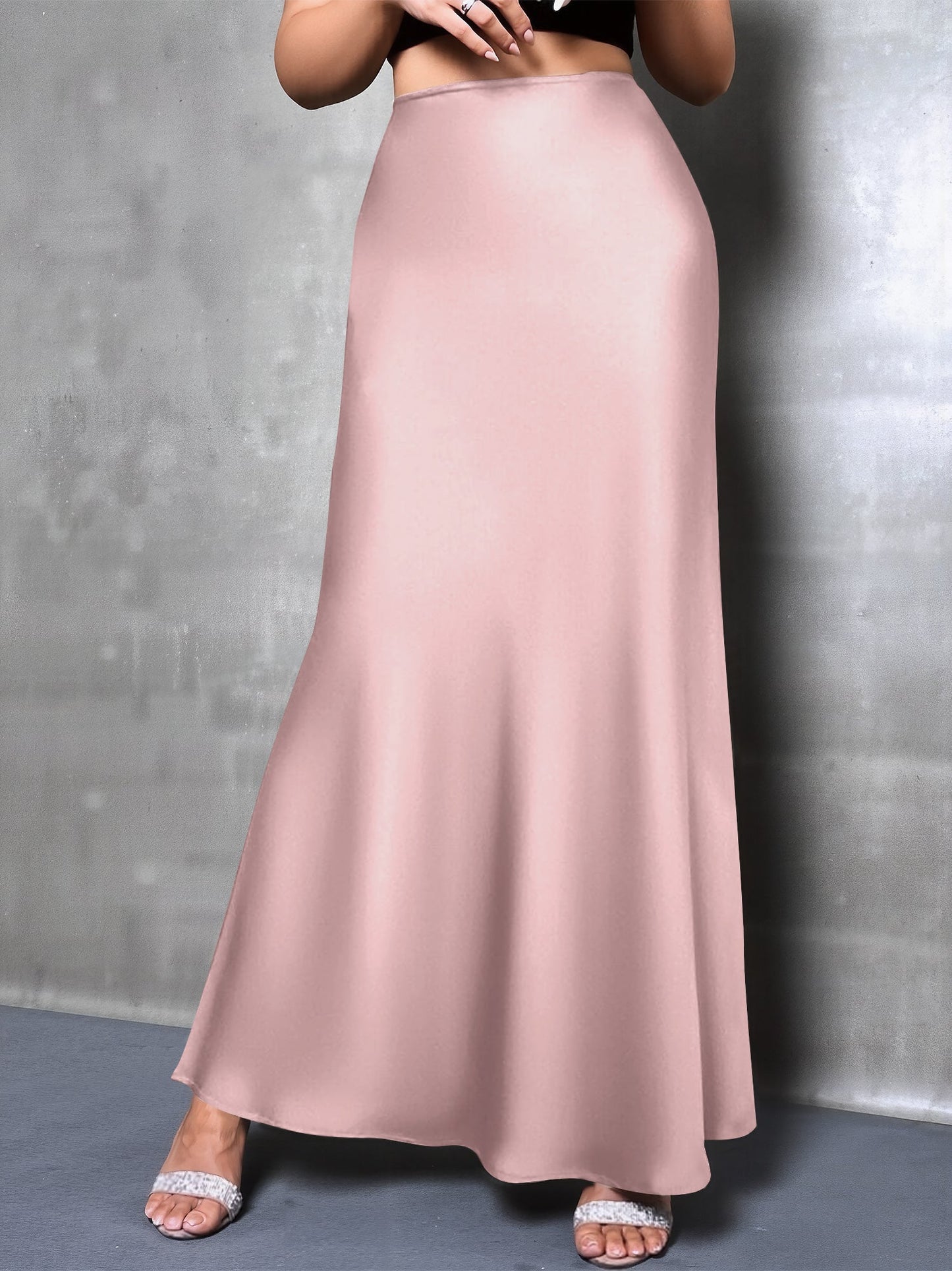 Elegant Maxi Skirts for Women with High-Waisted Flared Fishtail Satin Style