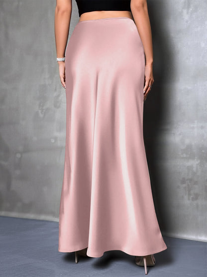 Elegant Maxi Skirts for Women with High-Waisted Flared Fishtail Satin Style