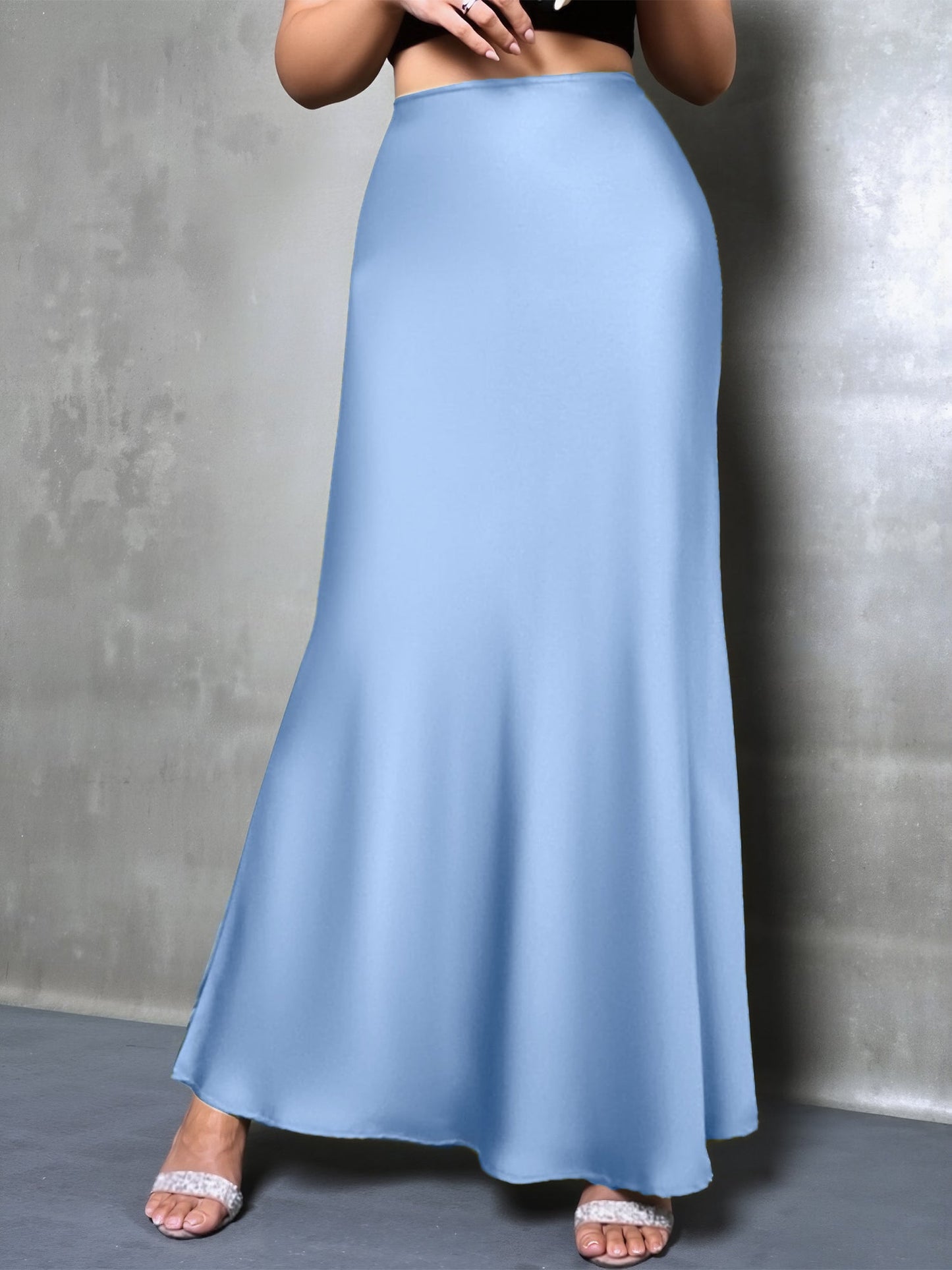 Elegant Maxi Skirts for Women with High-Waisted Flared Fishtail Satin Style