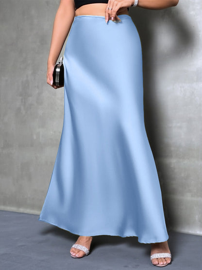 Elegant Maxi Skirts for Women with High-Waisted Flared Fishtail Satin Style