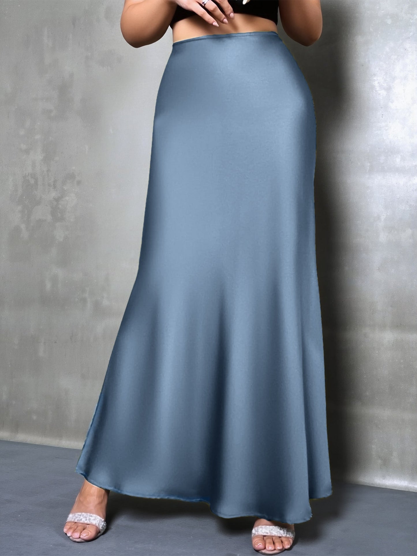 Elegant Maxi Skirts for Women with High-Waisted Flared Fishtail Satin Style