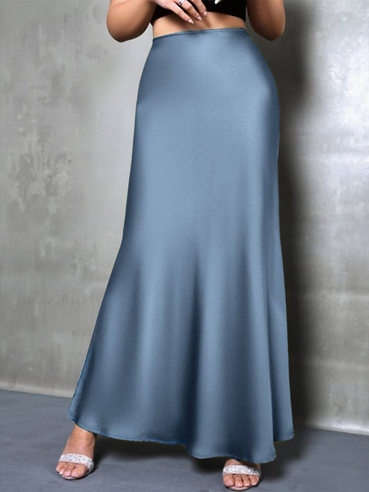 Elegant Maxi Skirts for Women with High-Waisted Flared Fishtail Satin Style