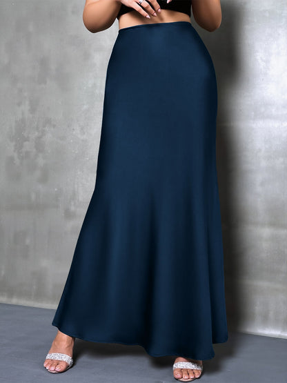Elegant Maxi Skirts for Women with High-Waisted Flared Fishtail Satin Style