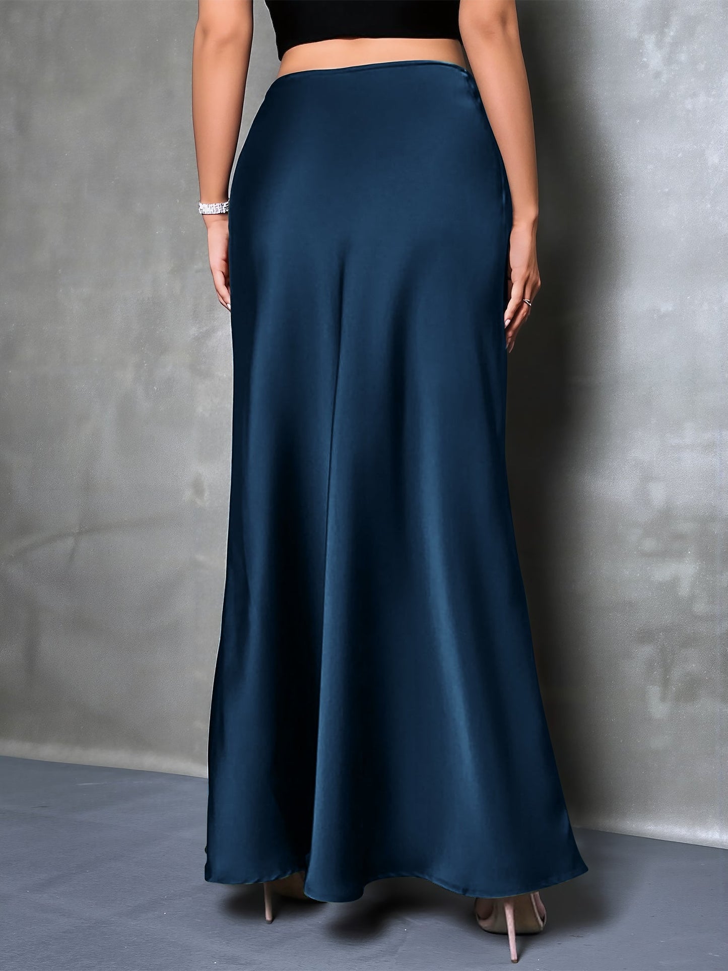 Elegant Maxi Skirts for Women with High-Waisted Flared Fishtail Satin Style
