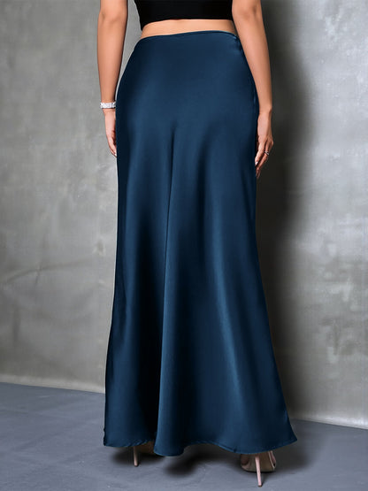 Elegant Maxi Skirts for Women with High-Waisted Flared Fishtail Satin Style
