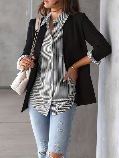 Stylish Blouses for Women with Vertical Stripes Long Sleeves Buttoned Down Office Style