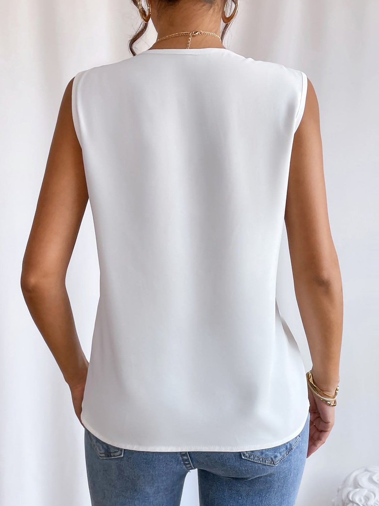 Effortless Blouses for Women with V Neck Sleeveless Wrap Relaxed Tank Top Style