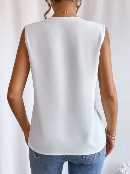 Effortless Blouses for Women with V Neck Sleeveless Wrap Relaxed Tank Top Style