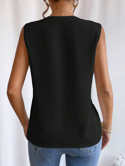 Effortless Blouses for Women with V Neck Sleeveless Wrap Relaxed Tank Top Style