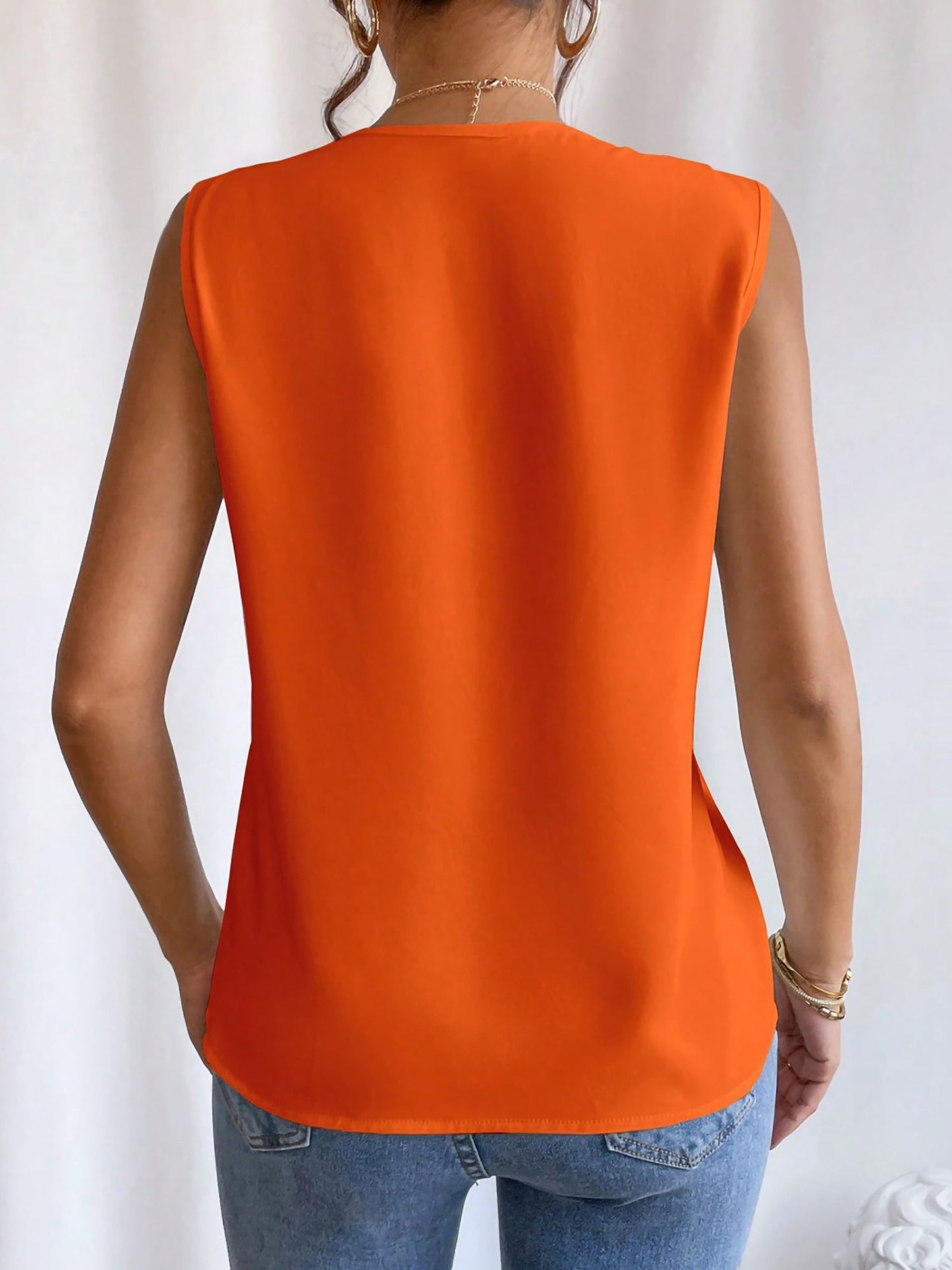 Effortless Blouses for Women with V Neck Sleeveless Wrap Relaxed Tank Top Style