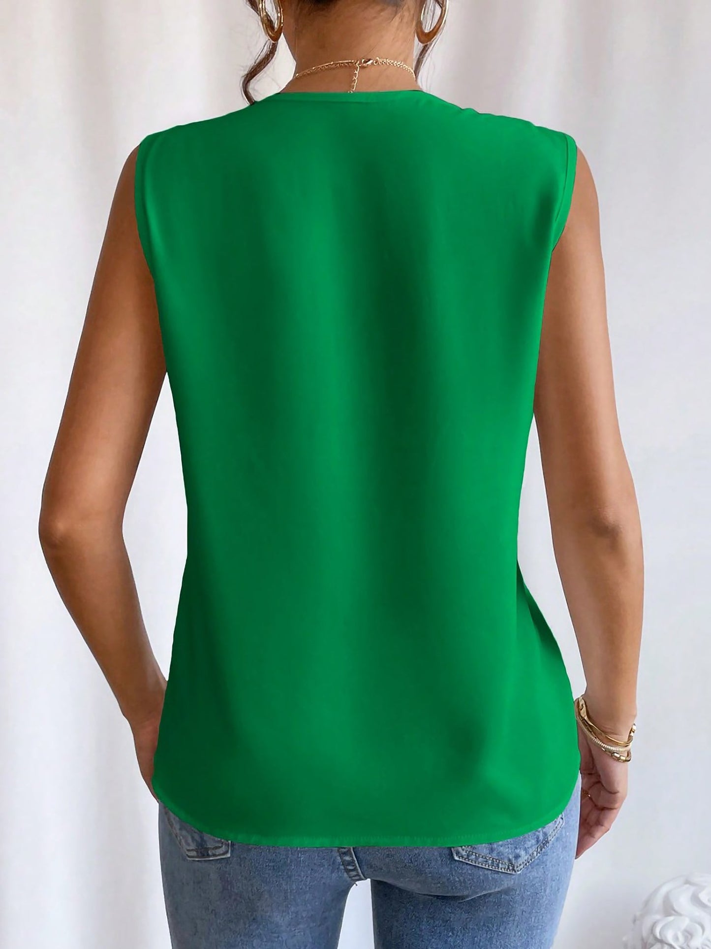Effortless Blouses for Women with V Neck Sleeveless Wrap Relaxed Tank Top Style