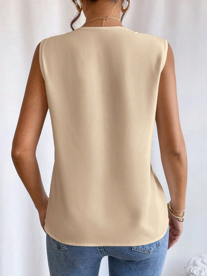 Effortless Blouses for Women with V Neck Sleeveless Wrap Relaxed Tank Top Style
