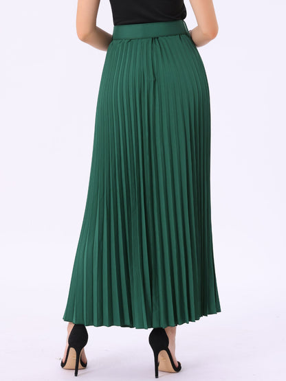 Elegant Pleated Maxi Skirt for Women with High Waist Flowing Style