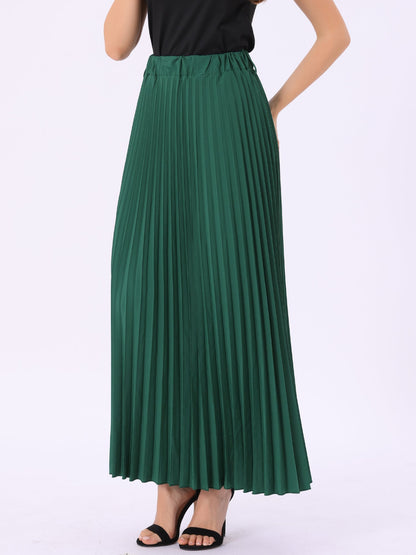 Elegant Pleated Maxi Skirt for Women with High Waist Flowing Style