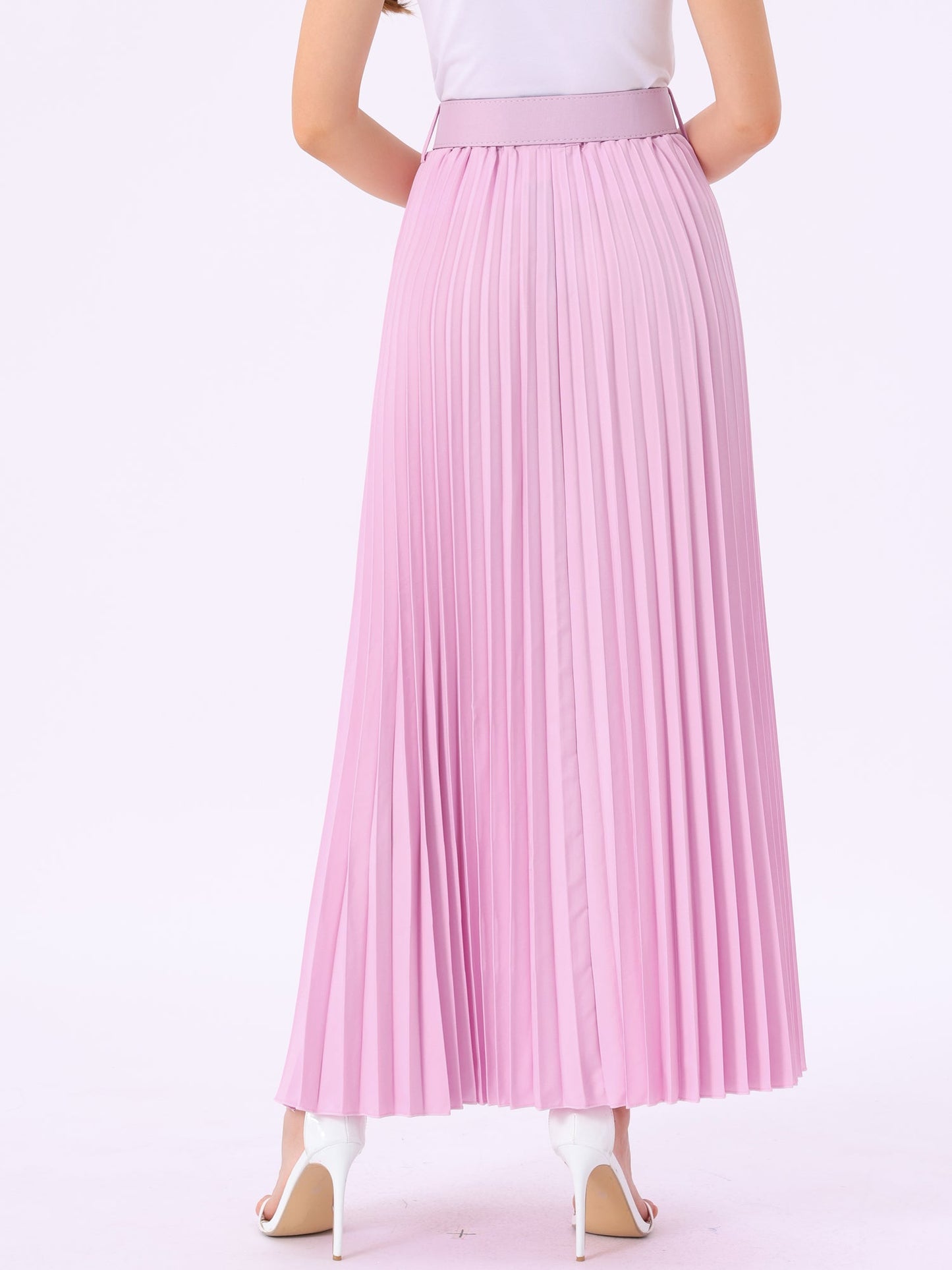 Elegant Pleated Maxi Skirt for Women with High Waist Flowing Style