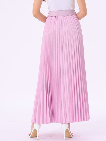 Elegant Pleated Maxi Skirt for Women with High Waist Flowing Style
