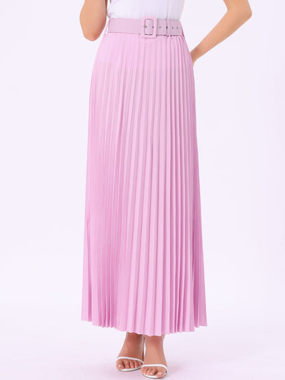 Elegant Pleated Maxi Skirt for Women with High Waist Flowing Style