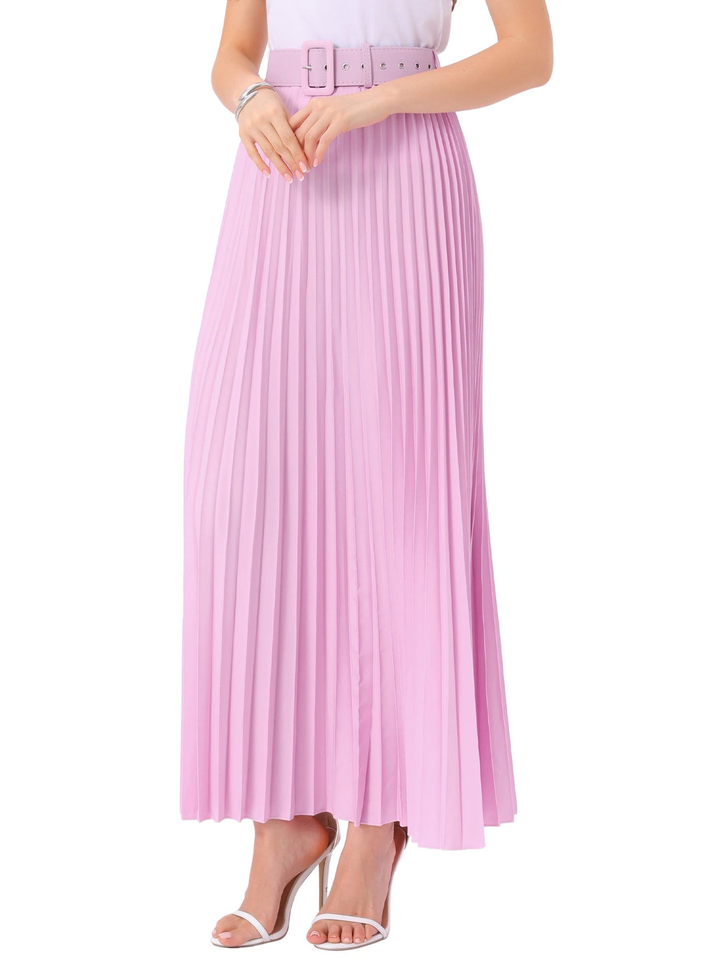 Elegant Pleated Maxi Skirt for Women with High Waist Flowing Style