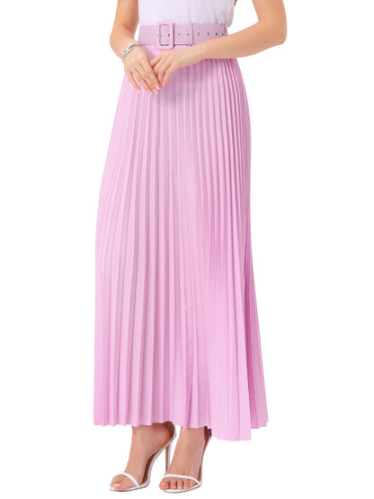 Elegant Pleated Maxi Skirt for Women with High Waist Flowing Style