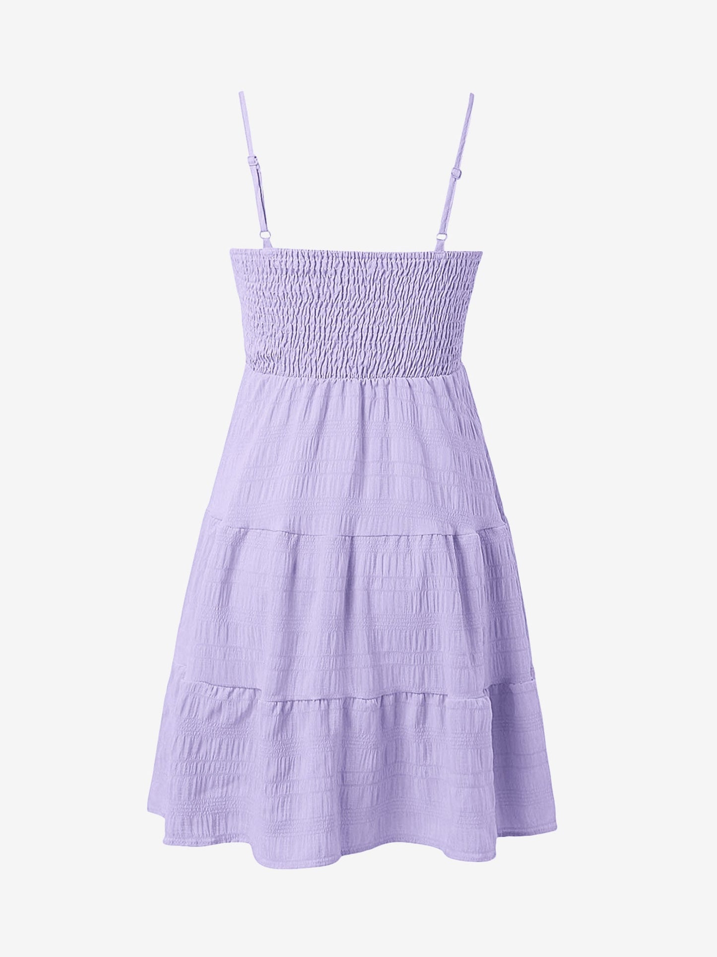 Effortless Tiered Mini Dress for Women with Smocked Bodice Spaghetti Strap Flowy Style