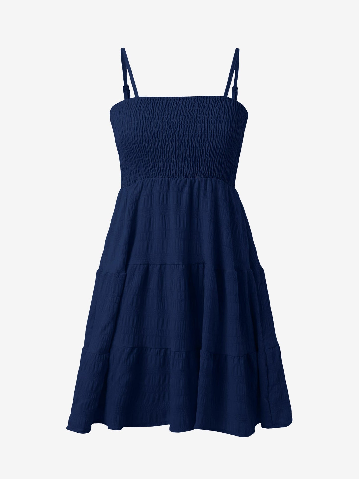 Effortless Tiered Mini Dress for Women with Smocked Bodice Spaghetti Strap Flowy Style