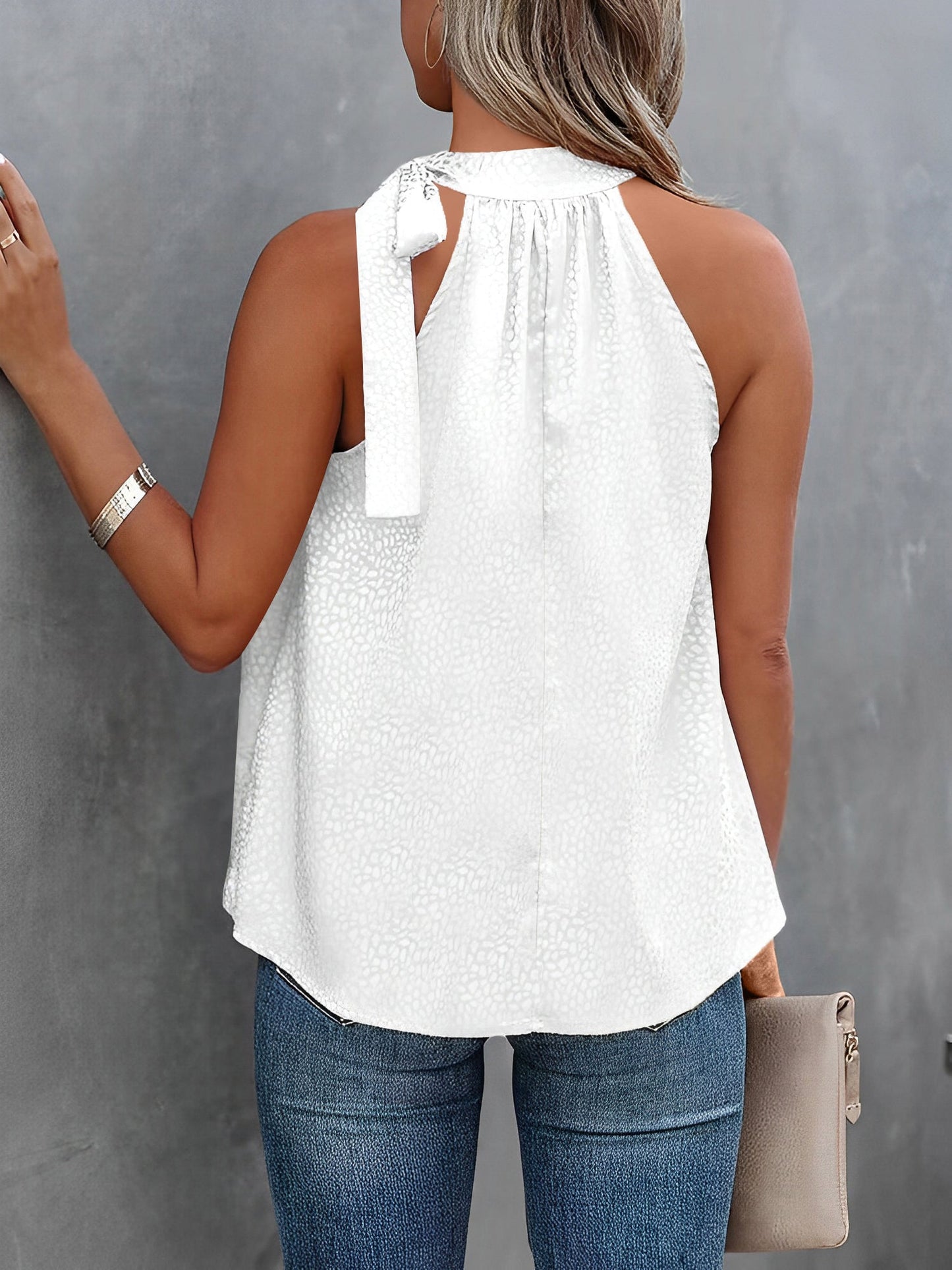 Stylish Halter Top for Women with Sleeveless Satin Leopard Print Casual Summer Style