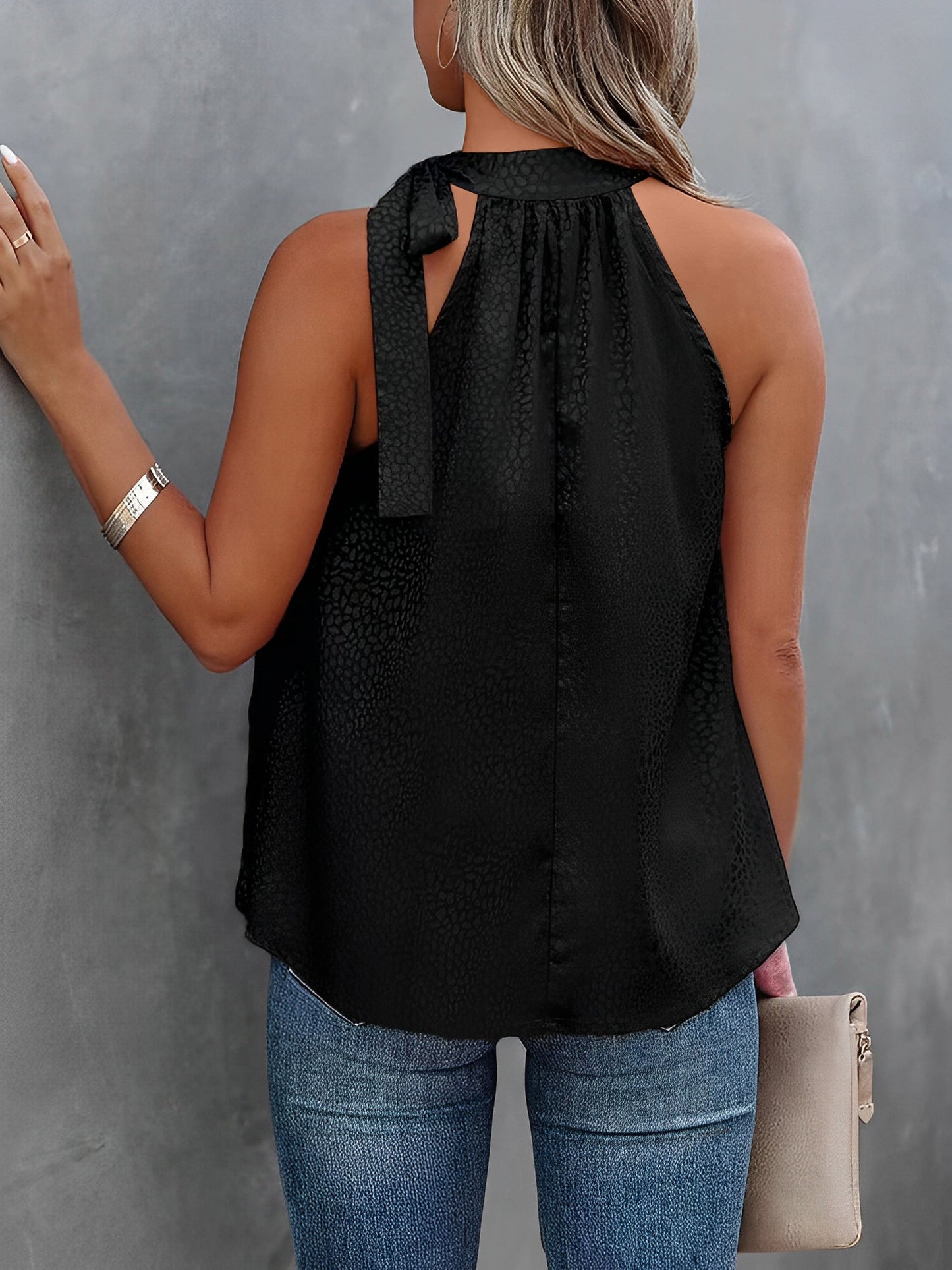 Stylish Halter Top for Women with Sleeveless Satin Leopard Print Casual Summer Style