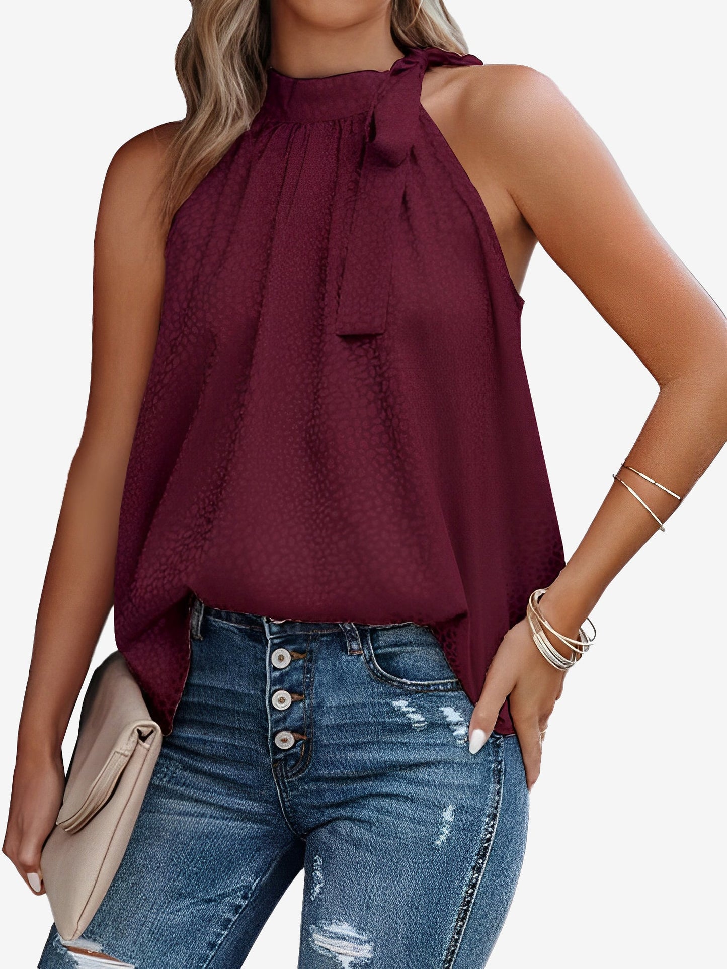 Stylish Halter Top for Women with Sleeveless Satin Leopard Print Casual Summer Style