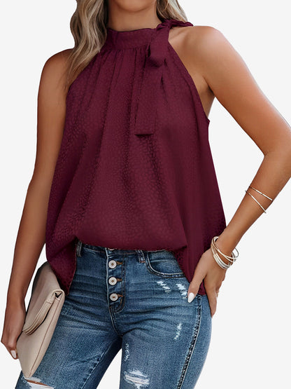 Stylish Halter Top for Women with Sleeveless Satin Leopard Print Casual Summer Style