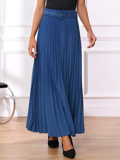 Elegant Pleated Maxi Skirt for Women with High Waist Flowing Style