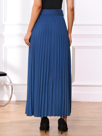 Elegant Pleated Maxi Skirt for Women with High Waist Flowing Style