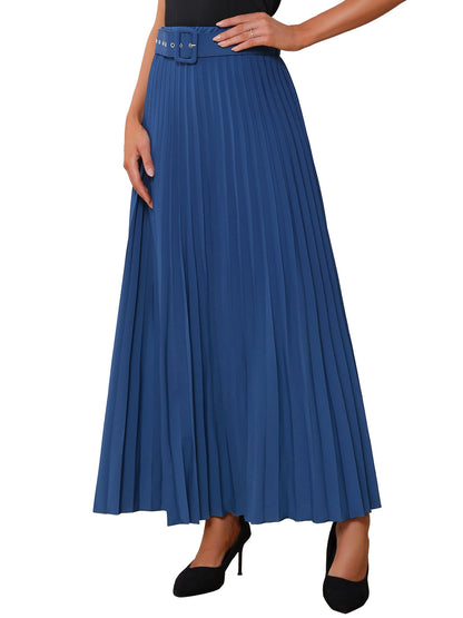 Elegant Pleated Maxi Skirt for Women with High Waist Flowing Style