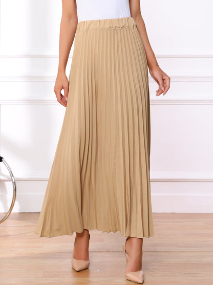 Elegant Pleated Maxi Skirt for Women with High Waist Flowing Style