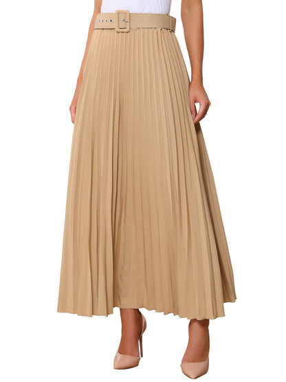 Elegant Pleated Maxi Skirt for Women with High Waist Flowing Style