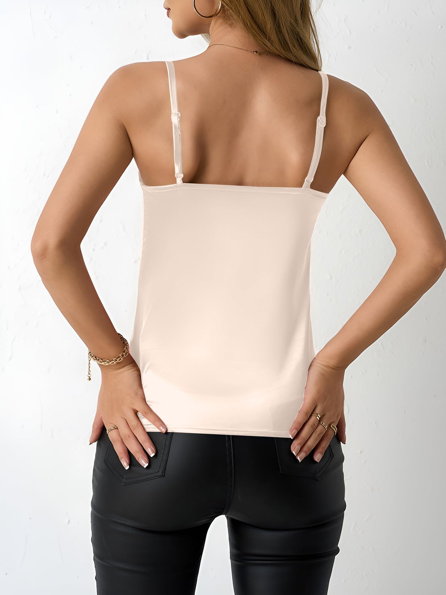 Elegant Satin Cami Top for Women with Cowl Neck Adjustable Strap Style