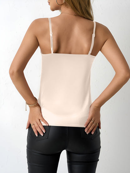 Elegant Satin Cami Top for Women with Cowl Neck Adjustable Strap Style