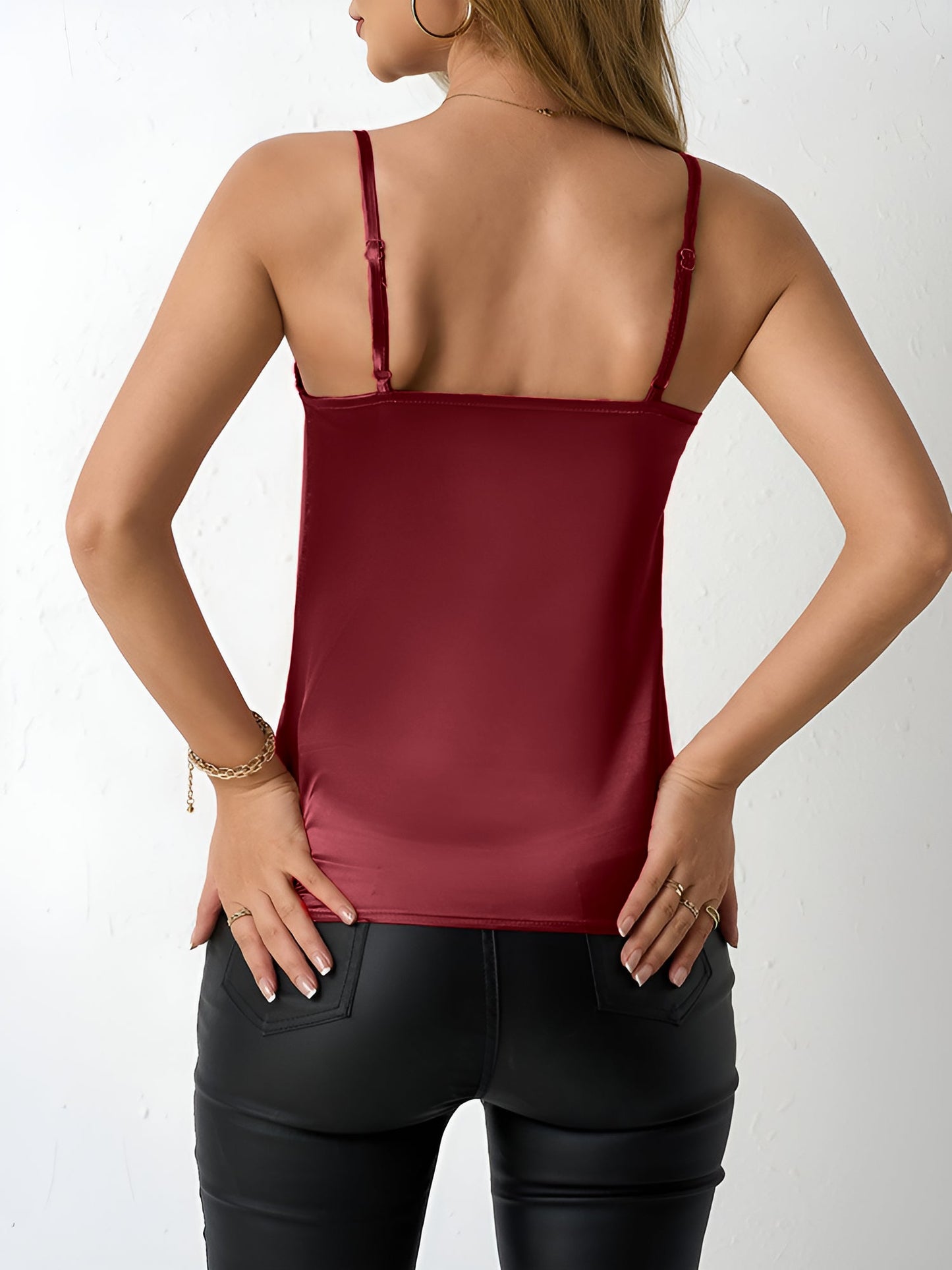 Elegant Satin Cami Top for Women with Cowl Neck Adjustable Strap Style