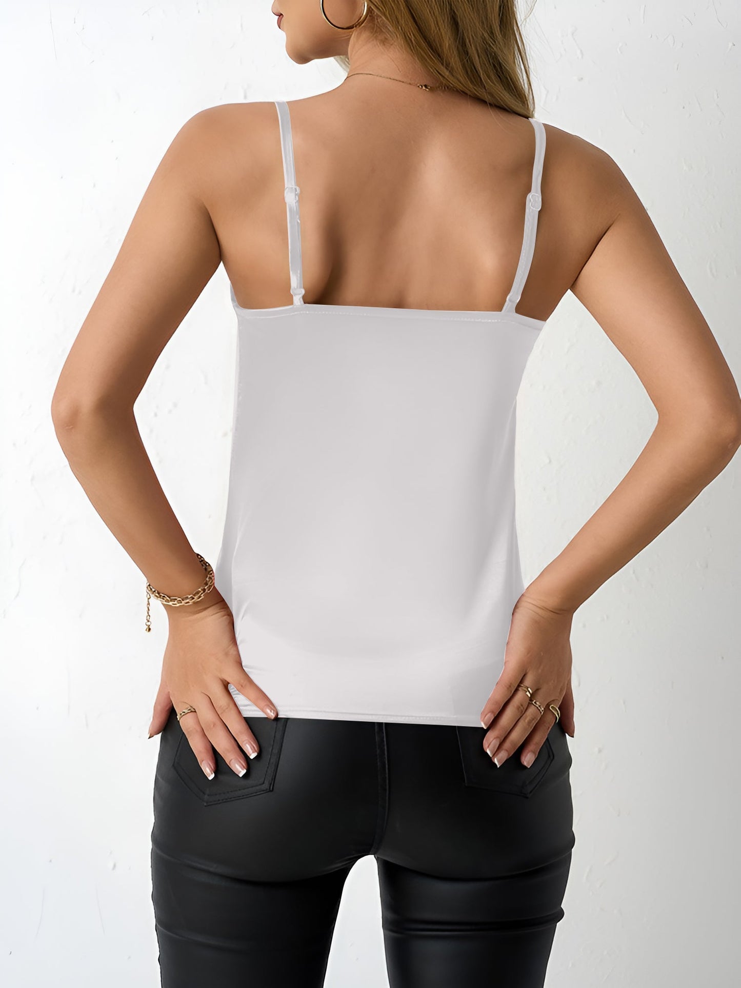 Elegant Satin Cami Top for Women with Cowl Neck Adjustable Strap Style