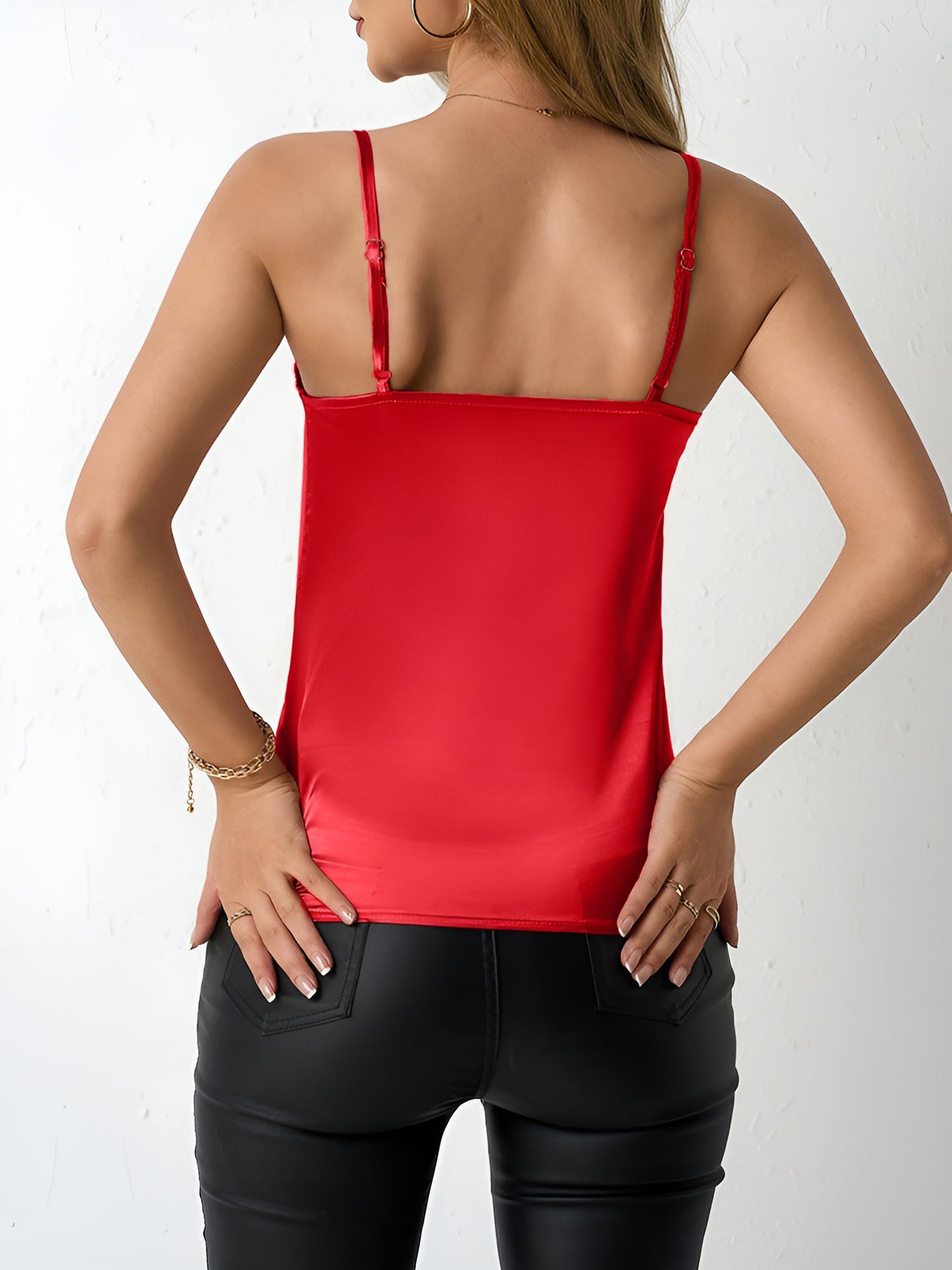 Elegant Satin Cami Top for Women with Cowl Neck Adjustable Strap Style