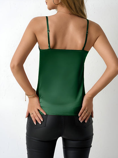 Elegant Satin Cami Top for Women with Cowl Neck Adjustable Strap Style