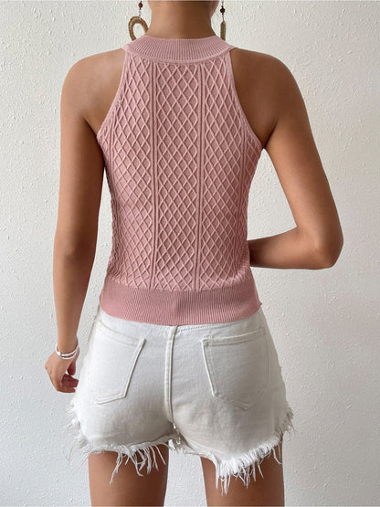Effortless Crochet Halter Top for Women with High Neck Sleeveless Style