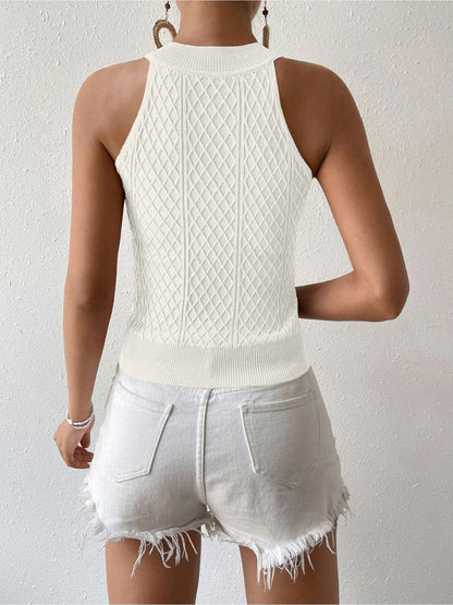 Effortless Crochet Halter Top for Women with High Neck Sleeveless Style