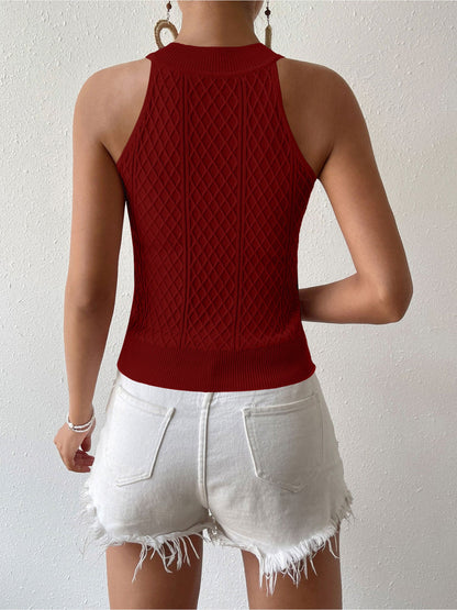 Effortless Crochet Halter Top for Women with High Neck Sleeveless Style