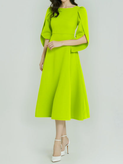 Elegant Mother of the Bride Midi Dress for Women with Long Sleeve Slit Cuff Style